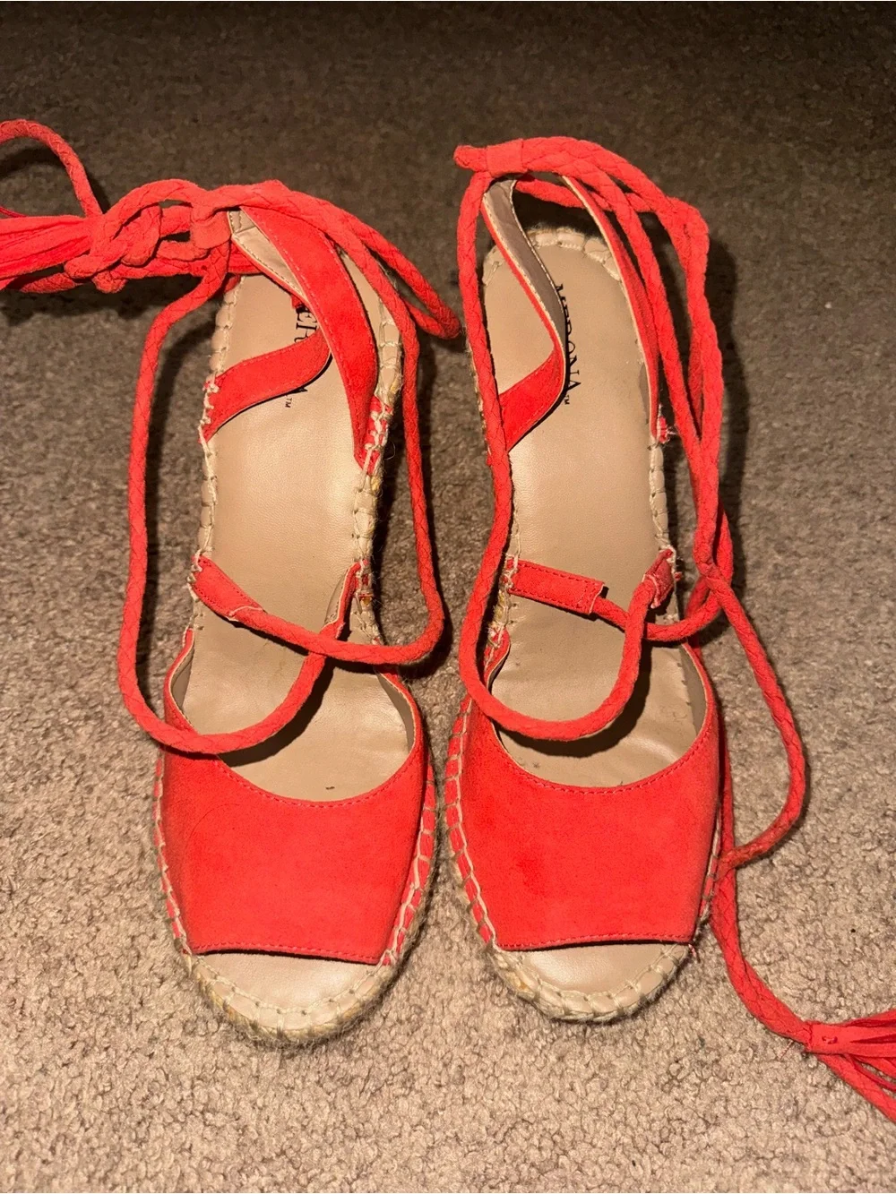 Merona Red Lace-Up Espadrille Sandals